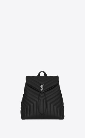SAINT LAURENT Monogramme Loulou Femme sac à dos medium loulou en cuir matelassé « y » noir a_V4